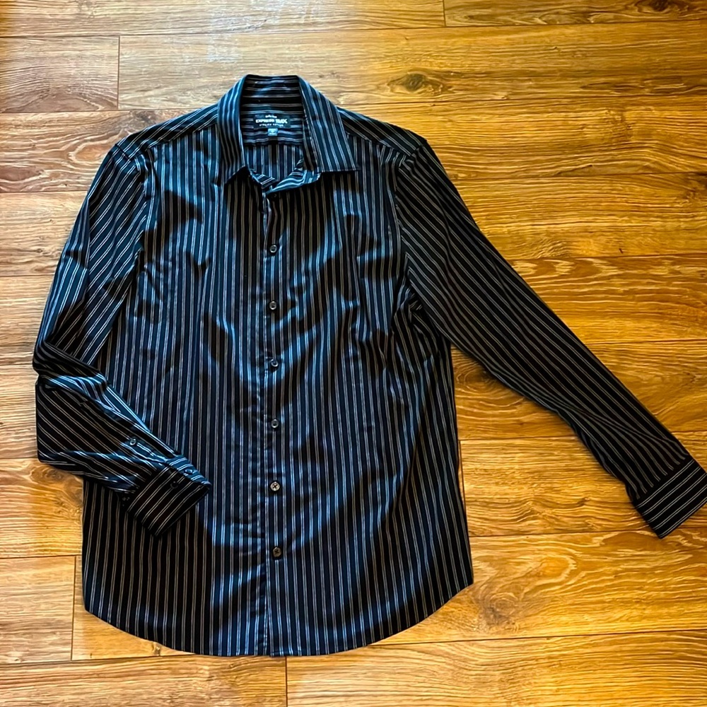 Black Pinstripe Button Down Shirt